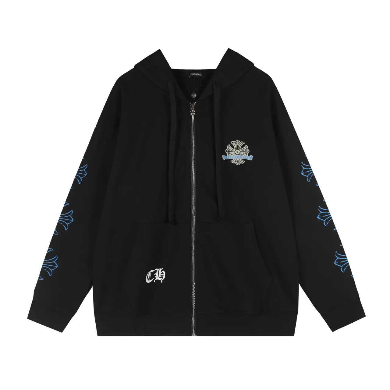 Q27—P230 -Chrome Hearts/Chrome Hearts printed zipper sweatshirt cardigan jacket -420 grams of high-density, high-quality wool, soft, delicate and skin-friendly, soft and silky to the touch, warm and skin-friendly -The hardware zipper accessories are all customized and full of details -Colour: black white -Size: S M L XL